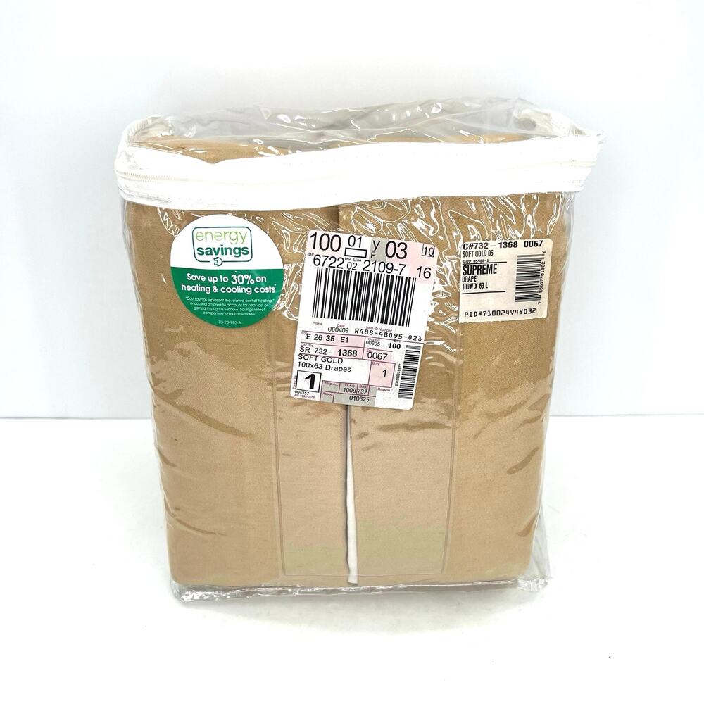 JCPenney Supreme drapes soft gold 100”x63” curtain set.